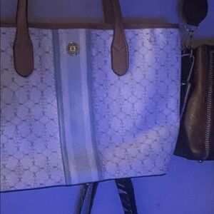 Nanette Lepore White and Tan Tote Bag